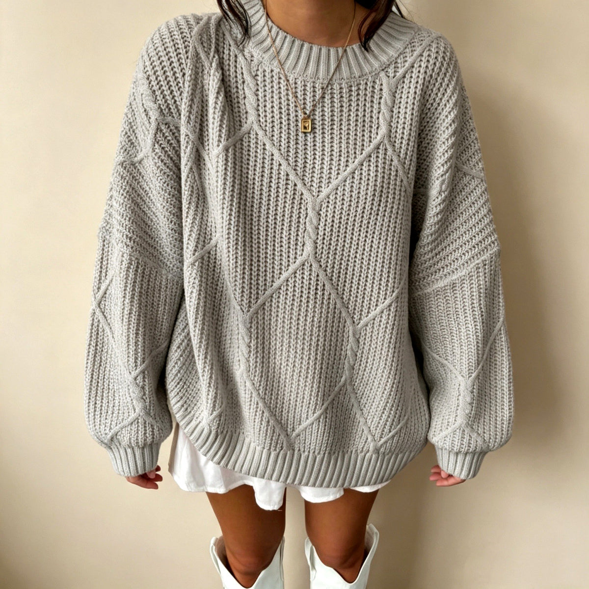 Solen - Women's Chunky Cable Knit Oversized Sweater 3