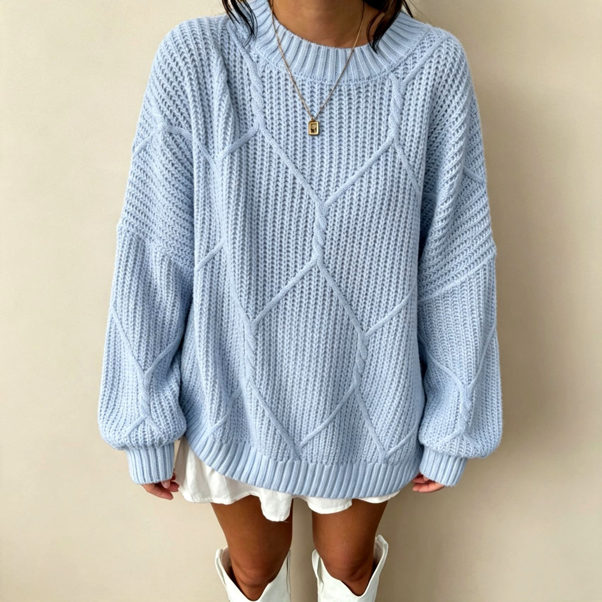 Solen - Women's Chunky Cable Knit Oversized Sweater 4