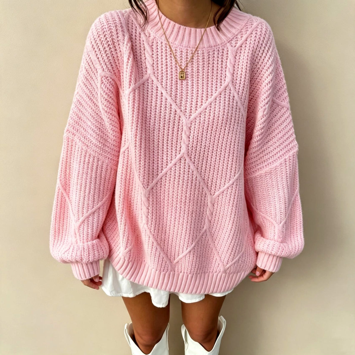 Solen - Women's Chunky Cable Knit Oversized Sweater 5