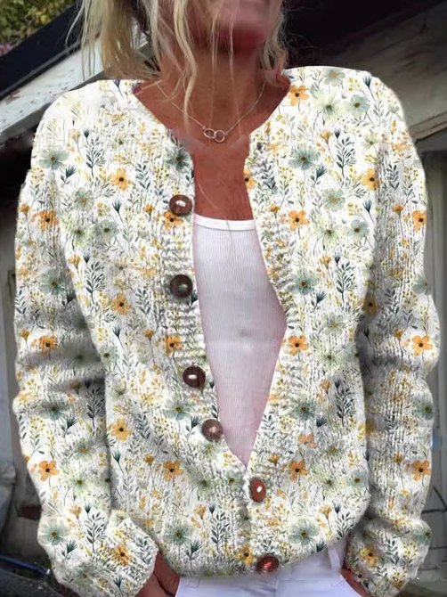 Sophia - Women's Floral Cardigan with Button Front