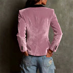 Sophia - Women's Velvet Notched Collar Tailored Blazer Jacket 3