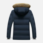 Steven - Men's Quilted Parka Jacket with Faux Fur Hood