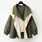 Sutton - Women's Two-Tone Oversized Trench Coat with Notch Collar