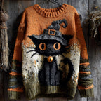 Sylvia - Women's Halloween Patchwork Crewneck Sweater