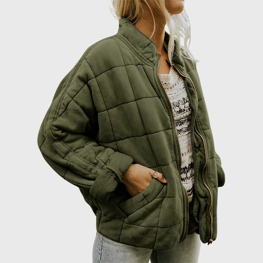 Thea - Women's Quilted Puffer Jacket with Mock Neck