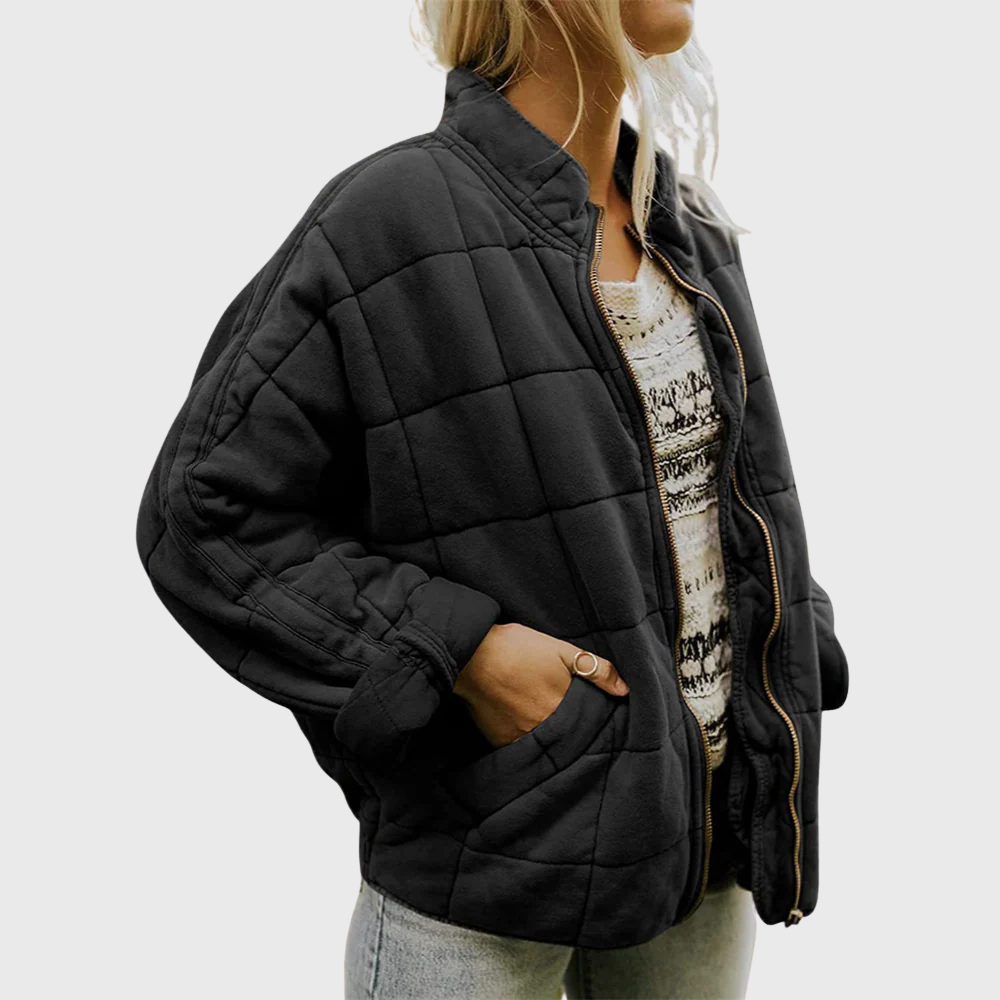 Thea - Women's Quilted Puffer Jacket with Mock Neck