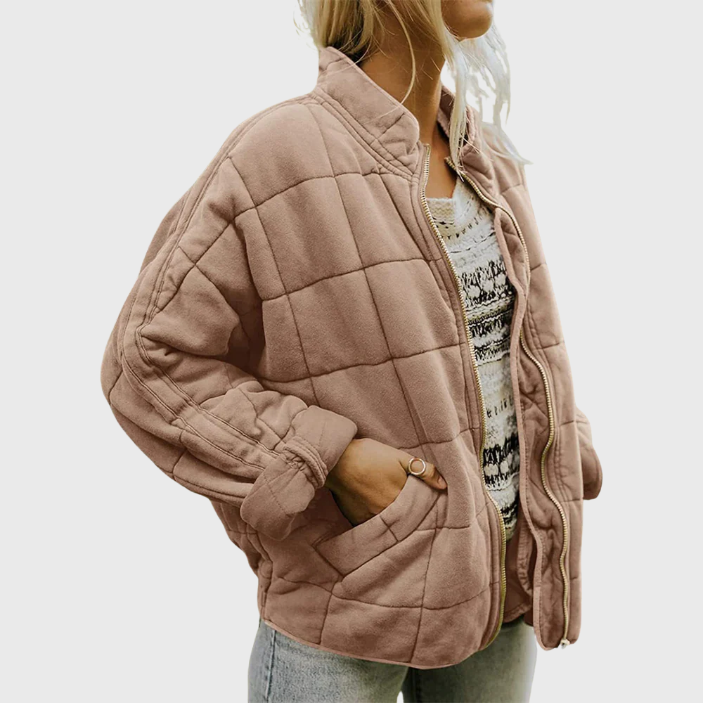Thea - Women's Quilted Puffer Jacket with Mock Neck