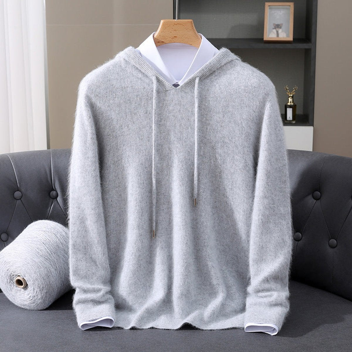Thiago - Men's Cashmere Hooded Pullover with Drawstring
