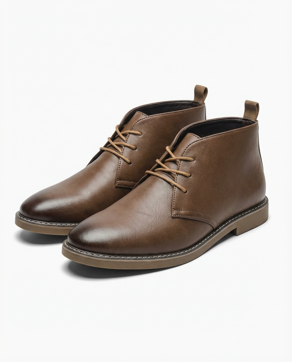 Thomas - Men's Lace-Up Desert Boots with Tan Crepe Sole