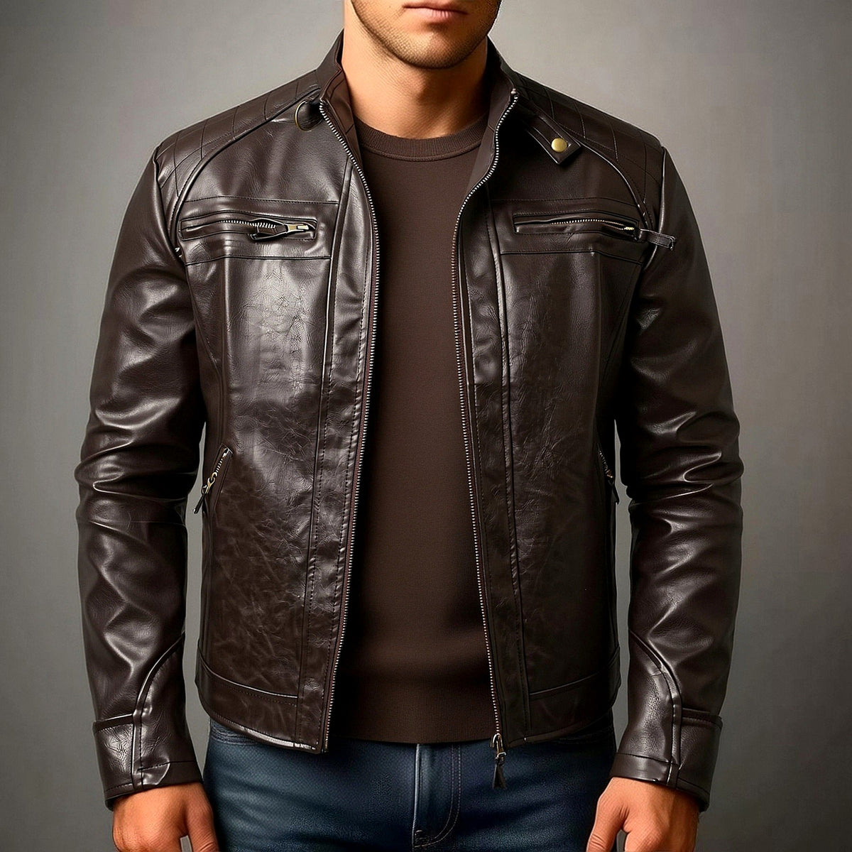 Thomas - Men's Zip Pocket Stand Collar Jacket 2