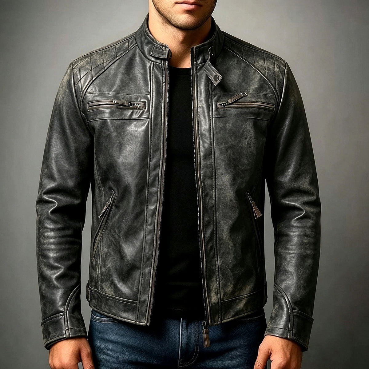 Thomas - Men's Zip Pocket Stand Collar Jacket 4
