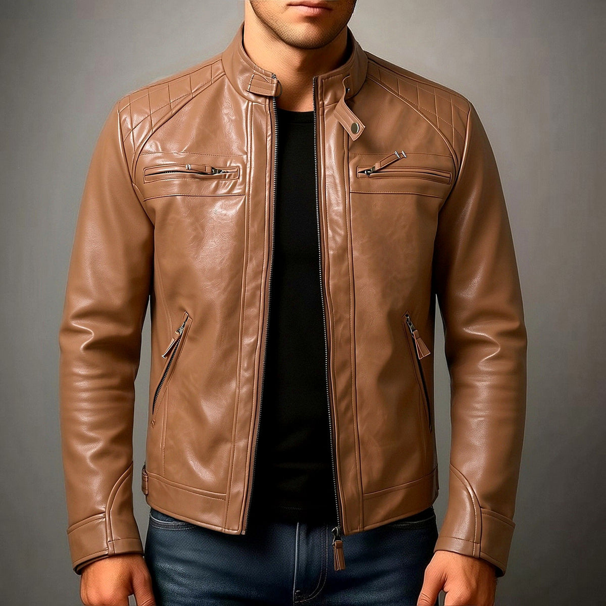 Thomas - Men's Zip Pocket Stand Collar Jacket 7
