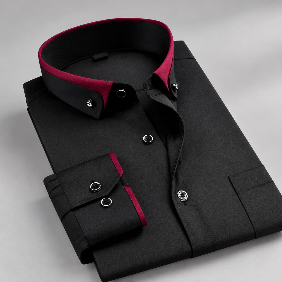 Tobias - Men's Button-Front Dress Shirt with Contrast Collar