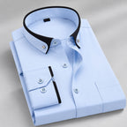 Tobias - Men's Button-Front Dress Shirt with Contrast Collar