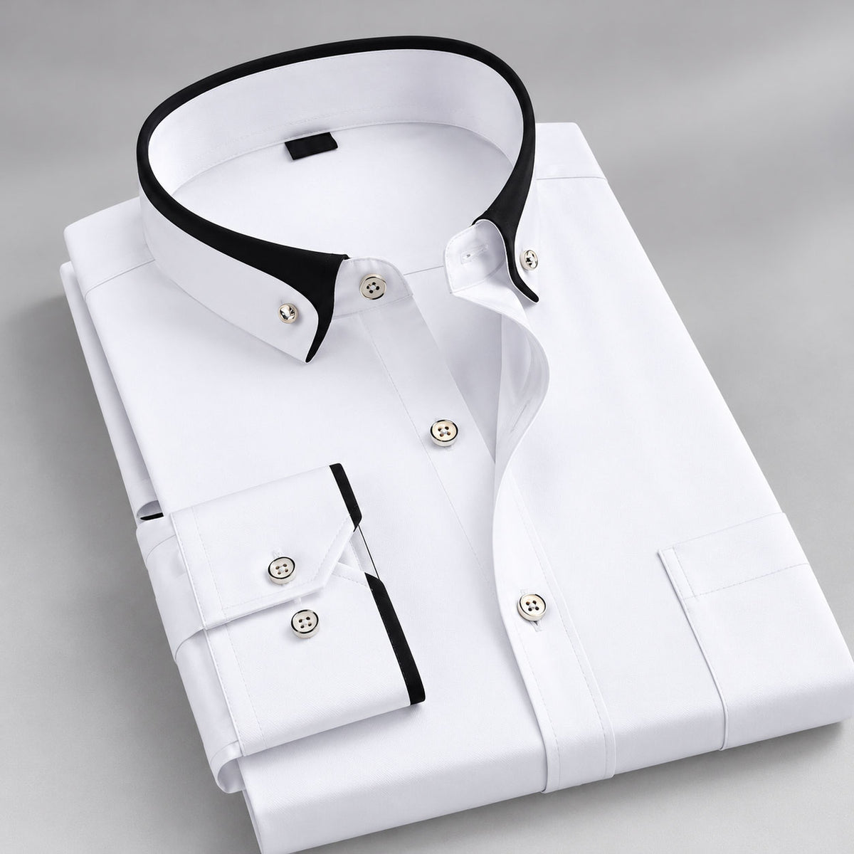Tobias - Men's Button-Front Dress Shirt with Contrast Collar