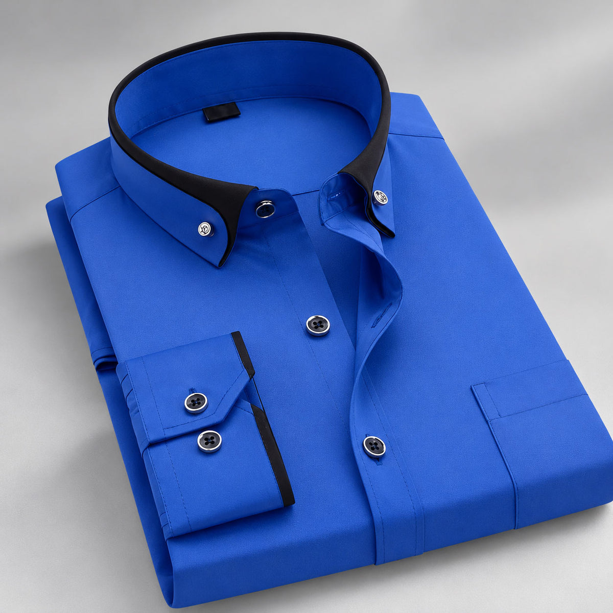 Tobias - Men's Button-Front Dress Shirt with Contrast Collar