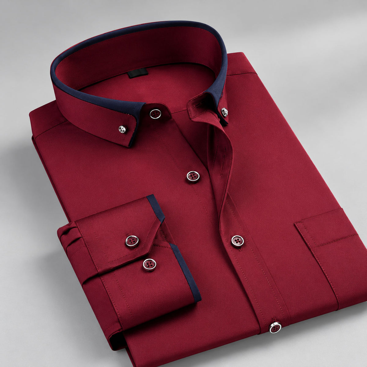Tobias - Men's Button-Front Dress Shirt with Contrast Collar
