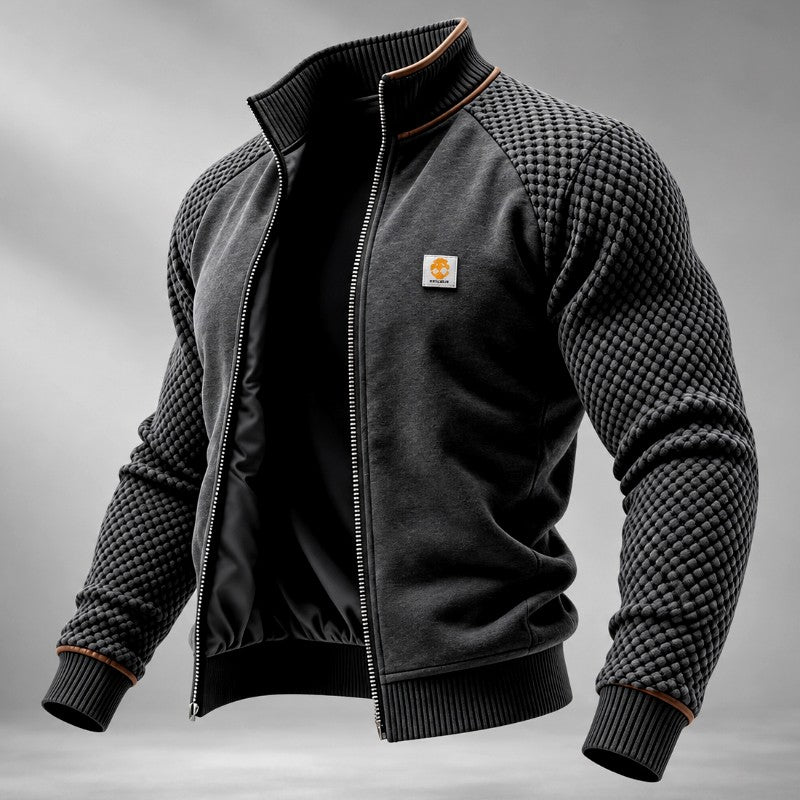 Trevor - Men's Textured Raglan Sleeve Stand Collar Jacket 1