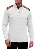Troy - Men’s Stand Collar Henley Sweater with Ribbed Cuffs 2