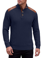 Troy - Men’s Stand Collar Henley Sweater with Ribbed Cuffs 3