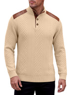 Troy - Men’s Stand Collar Henley Sweater with Ribbed Cuffs 5