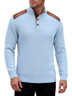 Troy - Men’s Stand Collar Henley Sweater with Ribbed Cuffs 6