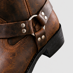 Tyler - Men's Genuine Leather Harness-Strap Mid-Calf Boots