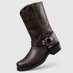 Tyler - Men's Genuine Leather Harness-Strap Mid-Calf Boots