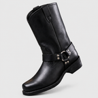 Tyler - Men's Genuine Leather Harness-Strap Mid-Calf Boots