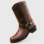 Tyler - Men's Genuine Leather Harness-Strap Mid-Calf Boots