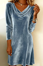 Valerie – Women's Velvet Cowl Neck Long Sleeve Dress 2