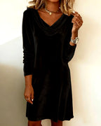 Valerie – Women's Velvet Cowl Neck Long Sleeve Dress 5