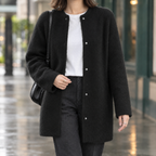 Violet - Women's Brushed Cotton-Blend Cardigan with Snap Buttons