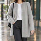 Violet - Women's Brushed Cotton-Blend Cardigan with Snap Buttons