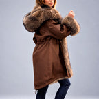 Virginia - Women's Long Coat with Oversized Fur Collar  5