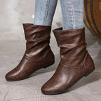 Vivienne - Women's Slouched Leather Mid-Calf Boot