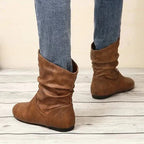 Vivienne - Women's Slouched Leather Mid-Calf Boot