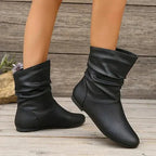 Vivienne - Women's Slouched Leather Mid-Calf Boot