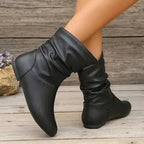 Vivienne - Women's Slouched Leather Mid-Calf Boot