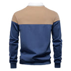 Waylen - Men's Colorblock Polo Sweater with Ribbed Trim