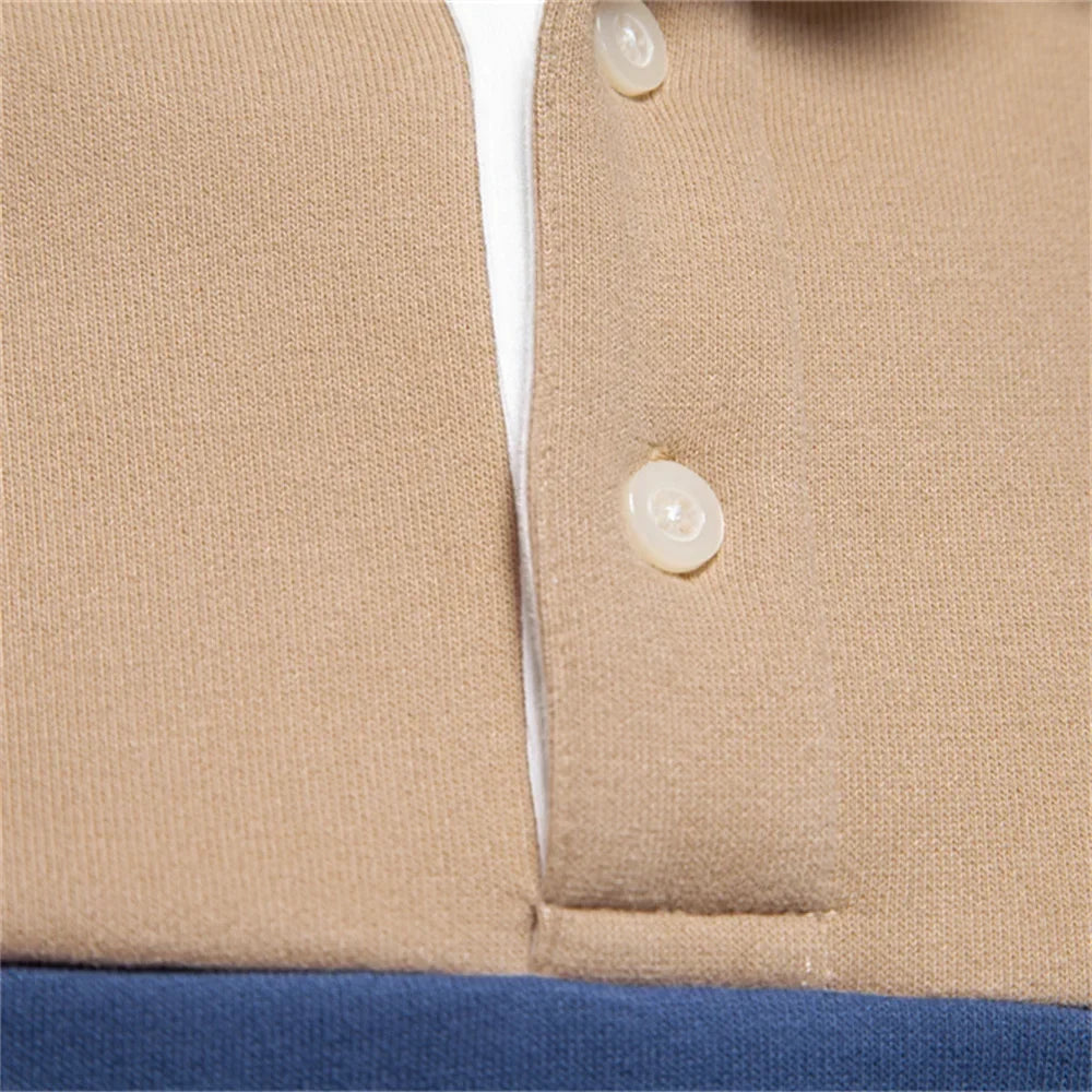 Waylen - Men's Colorblock Polo Sweater with Ribbed Trim