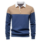 Waylen - Men's Colorblock Polo Sweater with Ribbed Trim