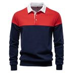 Waylen - Men's Colorblock Polo Sweater with Ribbed Trim