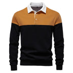Waylen - Men's Colorblock Polo Sweater with Ribbed Trim