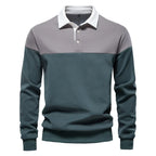 Waylen - Men's Colorblock Polo Sweater with Ribbed Trim