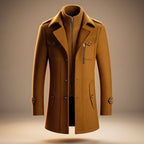 Zander - Men's Notch-Collar Wool Coat with Button Front