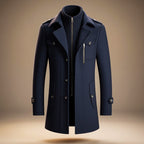 Zander - Men's Notch-Collar Wool Coat with Button Front