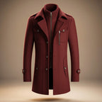 Zander - Men's Notch-Collar Wool Coat with Button Front