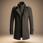 Zander - Men's Notch-Collar Wool Coat with Button Front